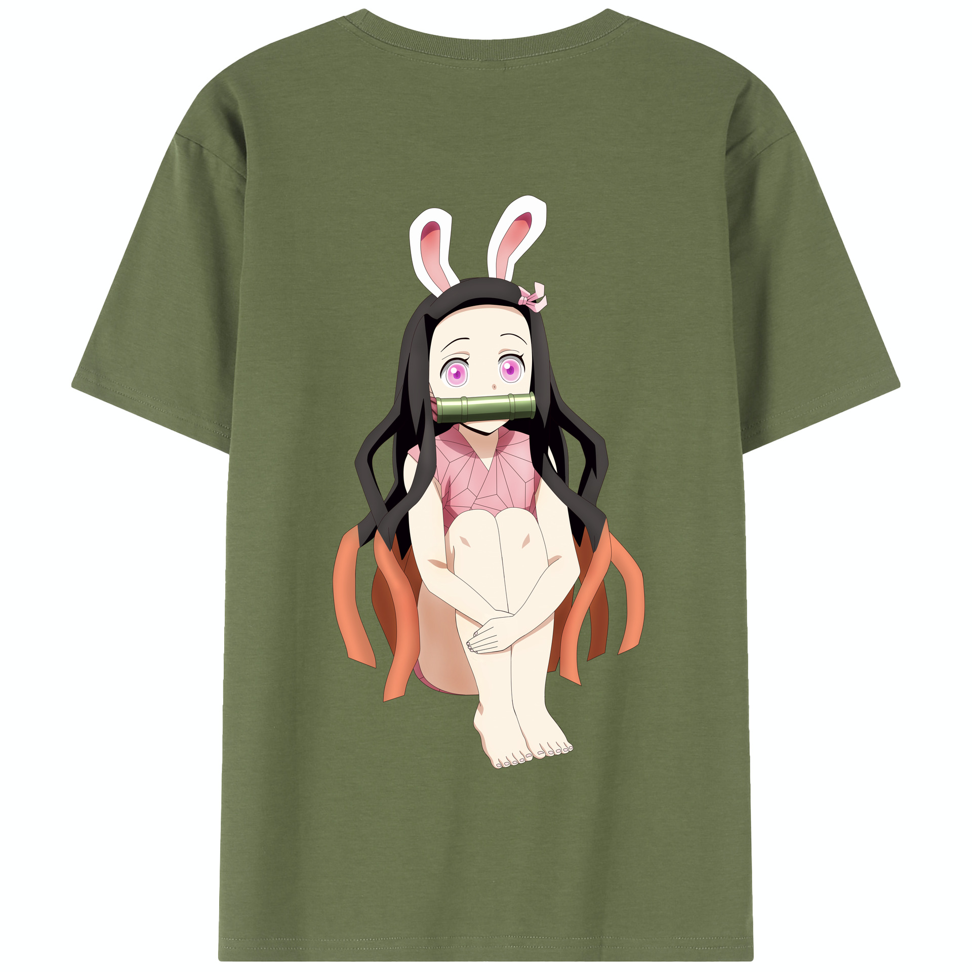 （画像用） 鬼滅の刃（きめつのやいば）竈門 禰󠄀豆子／かまど ねずこ Kamado Nezuko 綿100％半袖Tシャツ（背面プリント）